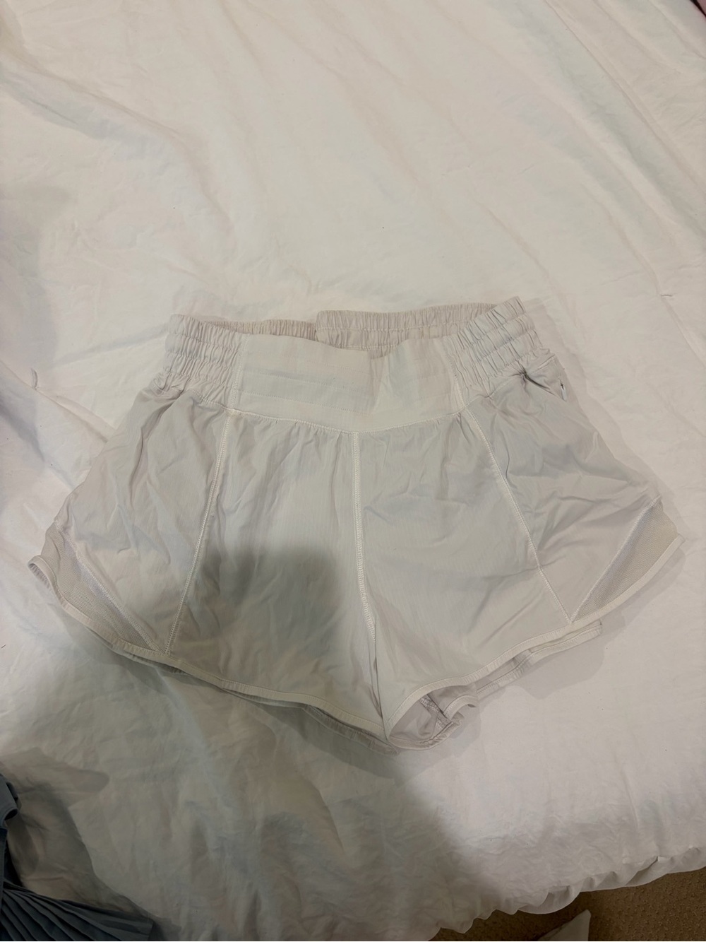 Size 6 lululemon athletica white hotty hot shorts- high waisted